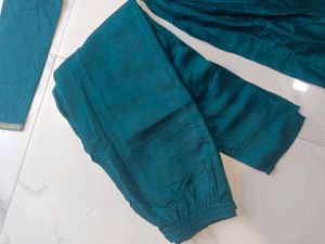 Elegant Teal Embroidered Kurta Set