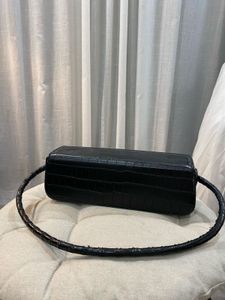 Mango Black Croc Textured Shoulder Bag