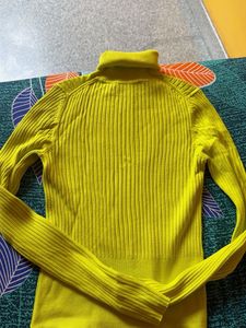Ribbed Yellow Turtleneck Top
