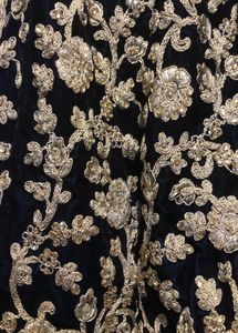dark blue velvet fabric &amp; Gold Embroidered Lehenge
