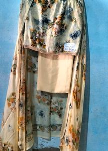 Silk stone work yellow colour suit with dupatta