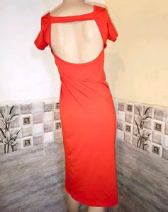 Red Short Sleeve Midi Dress