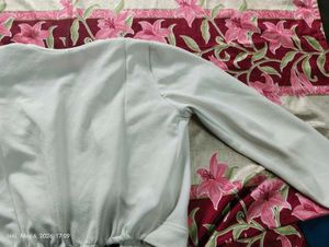 White Textured Cropped Jacket