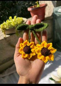 Crocheted Sunflower Hair Clip