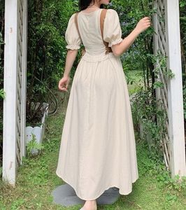 Vintage Floral Print Square Neck Gown