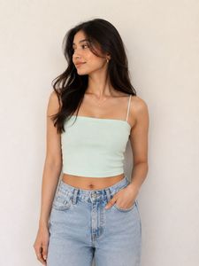 Mint Green Spaghetti Crop Top | Never Worn