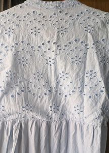 Light Blue Embroidered Tiered Dress
