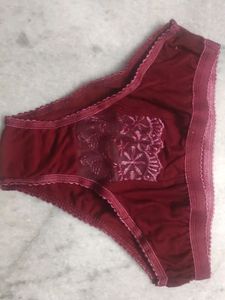 Net Bra Panty Lingerie Set Maroon Colour Size 34