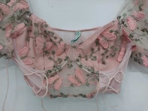 Fantasy Butterfly Sheer Puff Sleeve Top