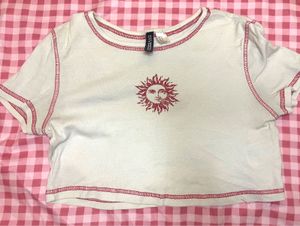 Cream Sun Graphic Crop Top