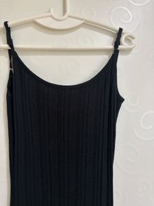 Black Ribbed Slip Dress