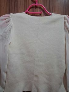 Elegant Sheer Sleeve Cropped Top