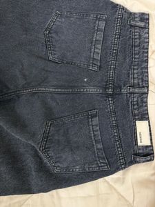Gray wash Crossover belt Wide Leg Denim Jeans