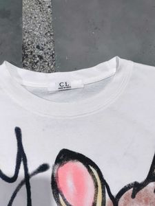 White Bambi Graphic Print T-Shirt