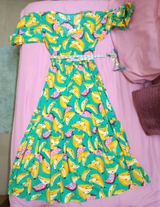 Fun Banana Print Maxi Dress