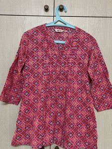 Vibrant Pink Geometric Print Kurta
