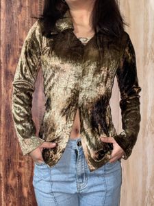 Velvet Textured Cropped Jacket