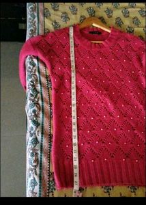 lara karen Chic Pink Pearl Knit Sweater