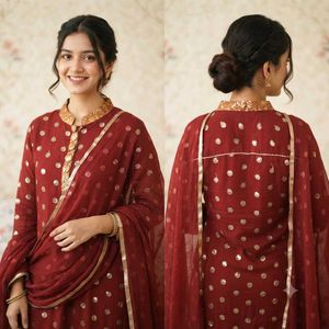 Maroon Ethnic Kurti Set with Dupatta