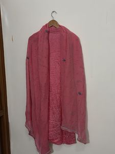 pure crepe Elegant Pink Kurta Set with Dupatta