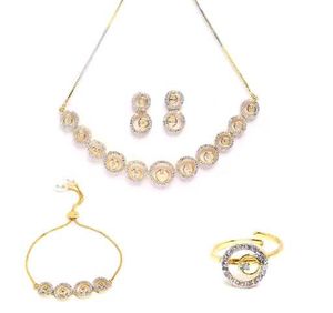 Elegant Gold &amp; Silver Plated Necklace Set