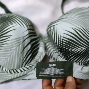 Green Palm Print Bra