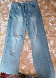 Light Blue Wash Wide Leg Jeans