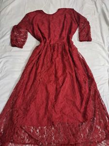 Maroon Lace Dress 🌺