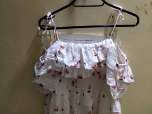 Cute White Floral Butterfly Ruffle Maxi Dress | Su