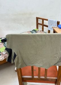 Olive Green T-Shirt with Black Stripes