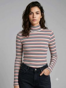 Striped Turtleneck Top