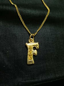 Gold Letter F Pendant Necklace