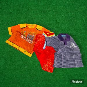 Vibrant Red Boys Polo Shirt with Geometric Print