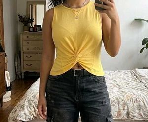 Women's Yellow Twist-Knot Top