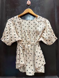 Polka Dot Button-Up Blouse