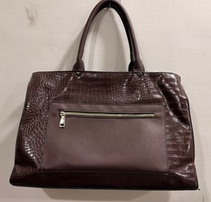 Dark brown Crocodile Print Tote Bag
