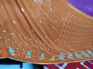 Beautiful Design Light Rust Color Saree