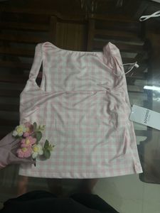 Cute Pink Gingham Crop Top with tag