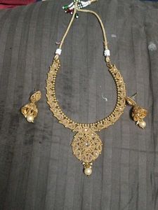 Gold Tone Necklace and Earring Set