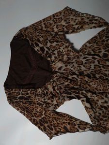 Y2K Leopard Print Flowy Blouse