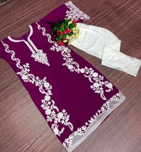 women georgette kurti pant set