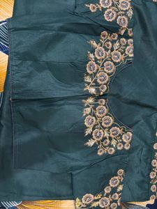 Designer Green Embroidered Saree with Blouse