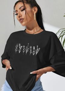 Black Floral Print Oversized T-Shirt