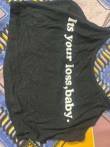 Black 'Its Your Loss, Baby' Crop Top