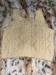 Cable Knit Lace-Up Tank Top