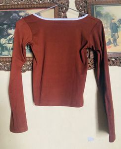Deep Square Neck Brown Top🤎