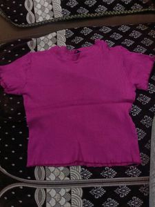 Ribbed Pink Mock Neck Top