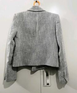 Zara Stylish Grey Double-Breasted Blazer