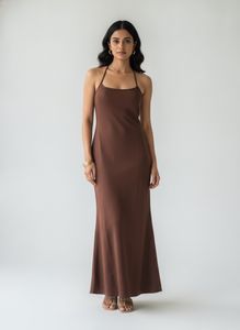 Elegant Brown Maxi Dress (XXL)