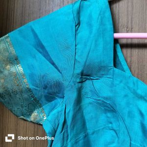 vintage kanjeevaram Teal Blouse with Gold Detail
